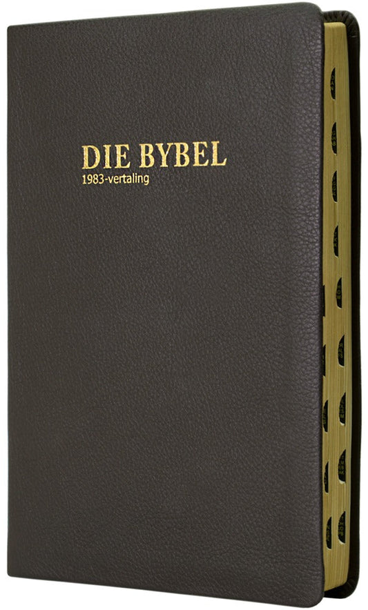 Die Bybel 1983 Vertaling Medium Bruin Egte Leer Duimindeks