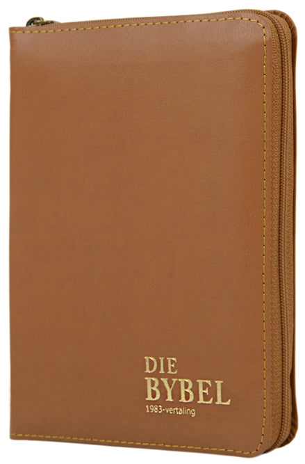 Die Bybel 1983 Vertaling Sakpas Bruin Leer met Ritssluiter