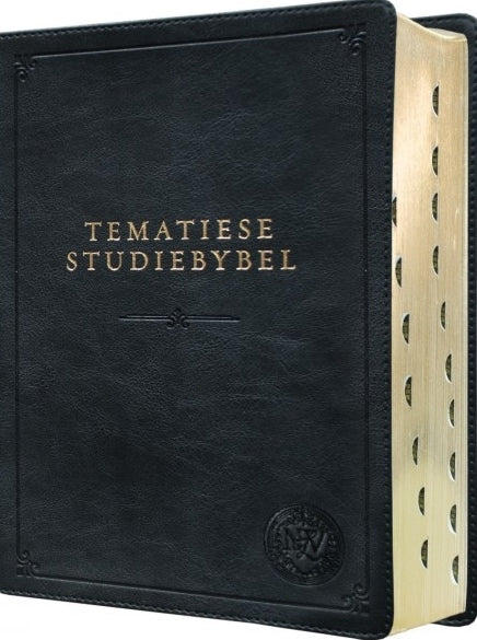 Tematiese Studiebybel met duimgrepe Swart (Luukse leer)