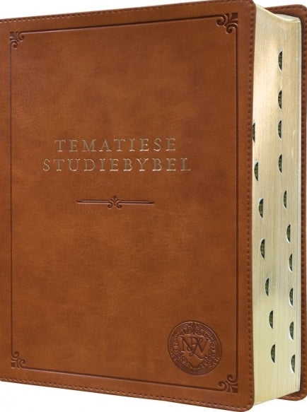 Tematiese Studiebybel met duimgrepe - Neutbruin (Luukse leer)