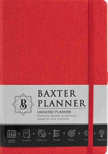 Baxter Undated Planner Red (Durable Synthetic Fibre Flexcover)