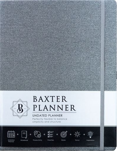 Baxter Undated Planner A4 Grey (Durable Synthetic Fibre Flexcover)