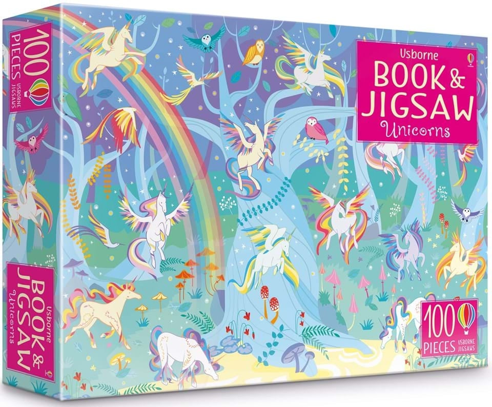 100 Piece Unicorns with Sticker Book