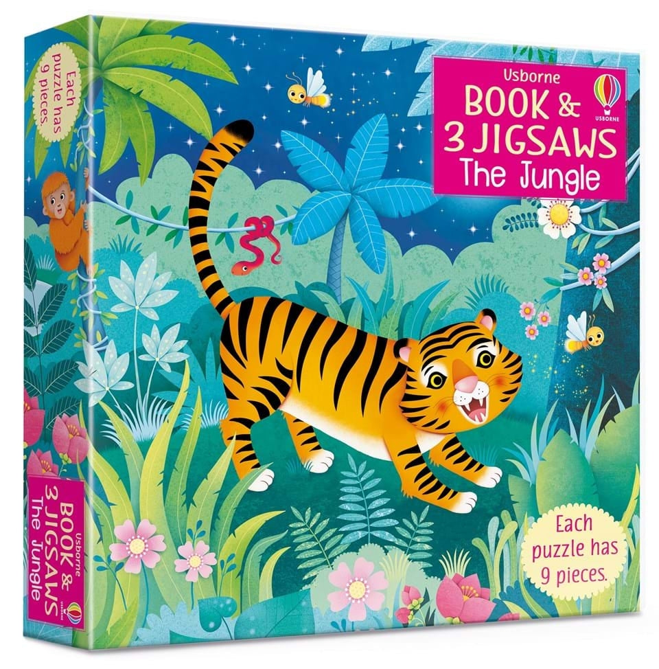 9 Piece The Jungle - 3  puzzles with book
