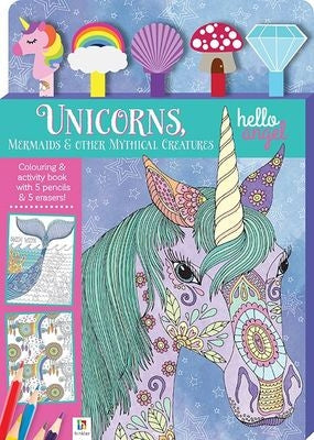 Unicorns,Mermaids and other Mythical Creatures with 5 Pencils and Erasers