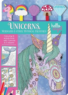 Unicorns,Mermaids and other Mythical Creatures with 5 Pencils and Erasers