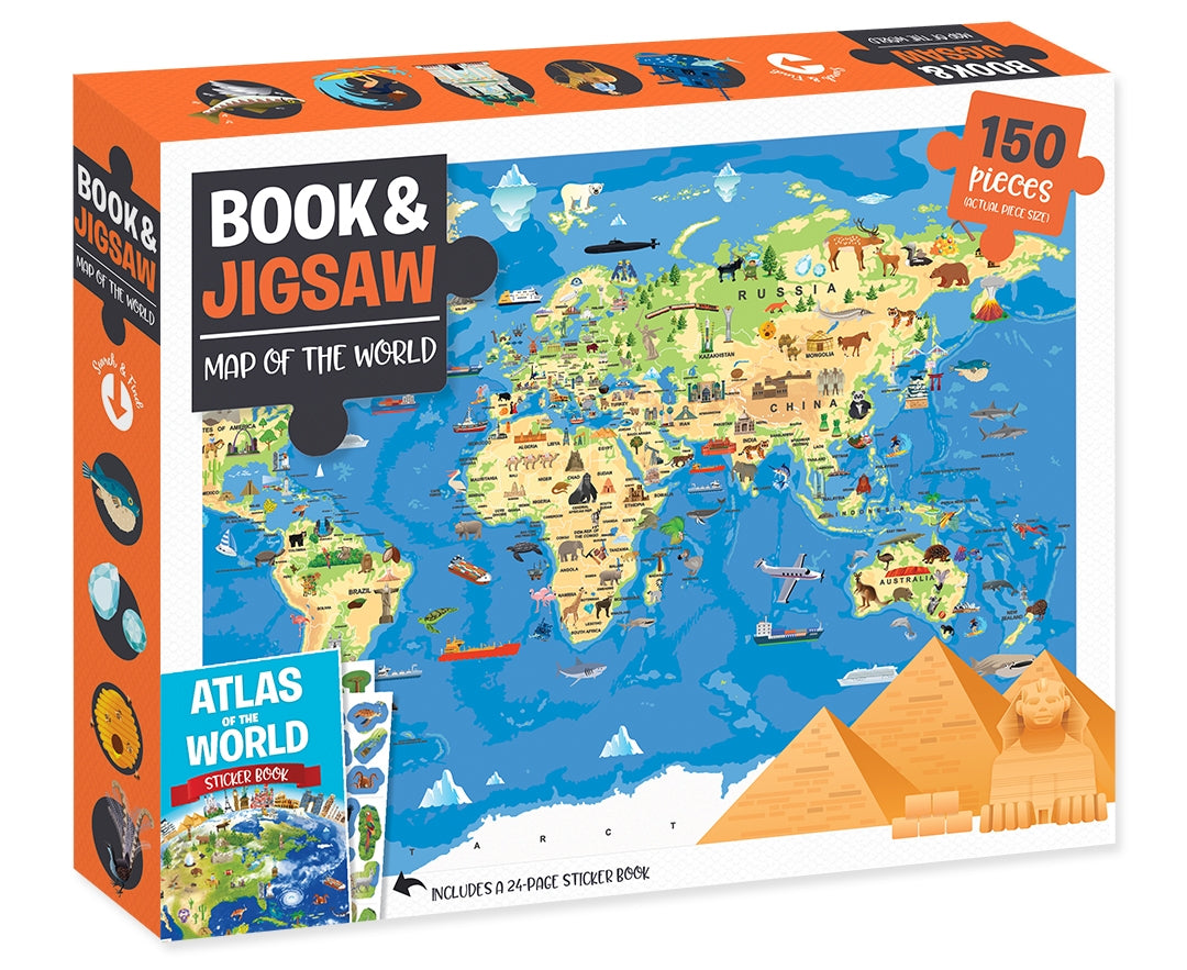 150 Piece Map Of The World with Book