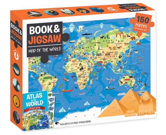 150 Piece Map Of The World with Book