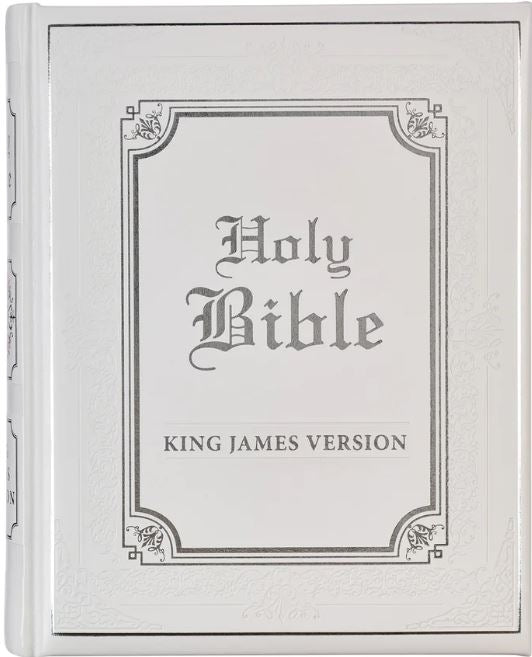 Bible KJV White Faux Leather Family Bible Double Column Format