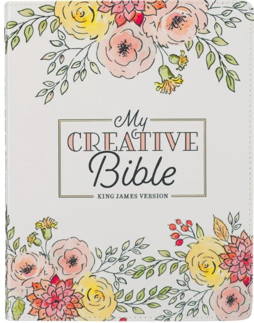 Bible KJV White Floral Faux Leather Flexcover My Creative Bible