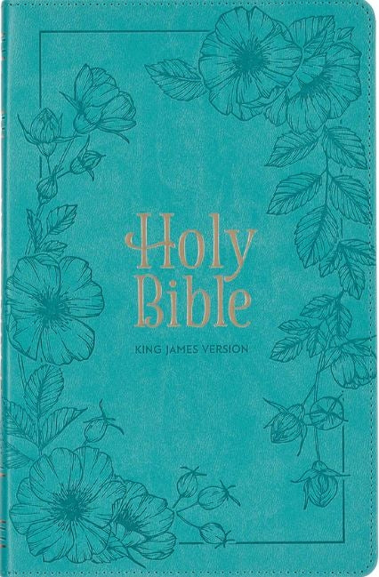 Bible KJV Teal Floral Faux Leather Flexcover Deluxe Gift Bible With Zip