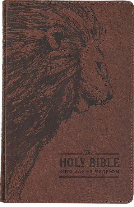 Bible KJV Brown Lion Faux Leather Flexcover Deluxe Gift Bible With Zip
