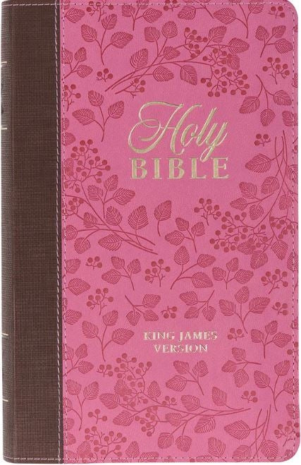 Bible KJV Saddle Tan And Pink Faux Leather Giant Print Bible