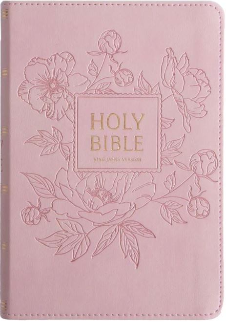 Bible KJV Pink Floral Faux Leather Compact Bible Large Print