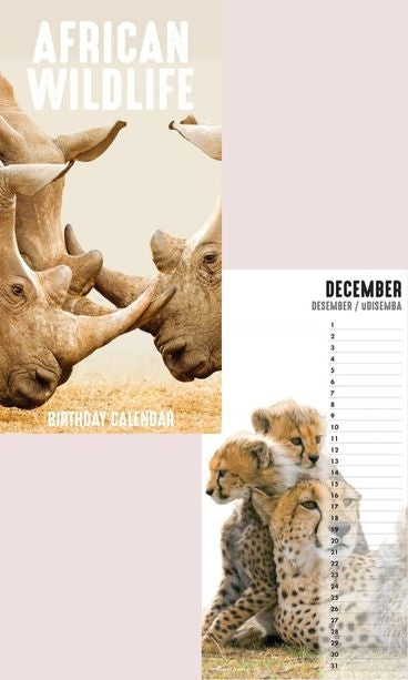 African Wildlife Birthday Wall Calendar